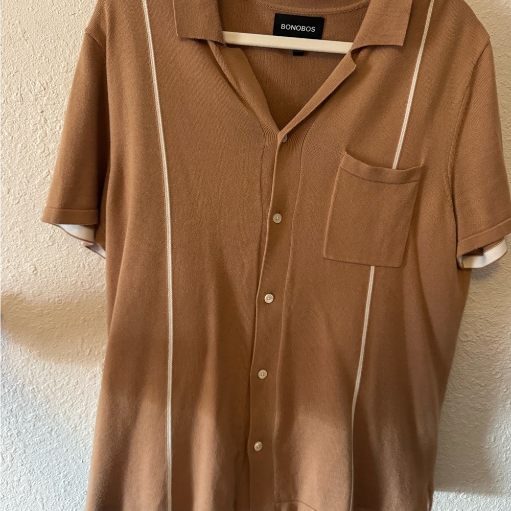 Bonobos Men's Brown Short Sleeve Button-Down Shirt